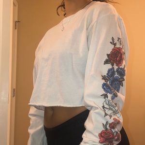 White Long Sleeve Cropped Tee